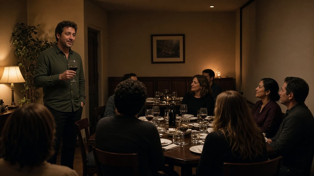 A short toast in a private dining room