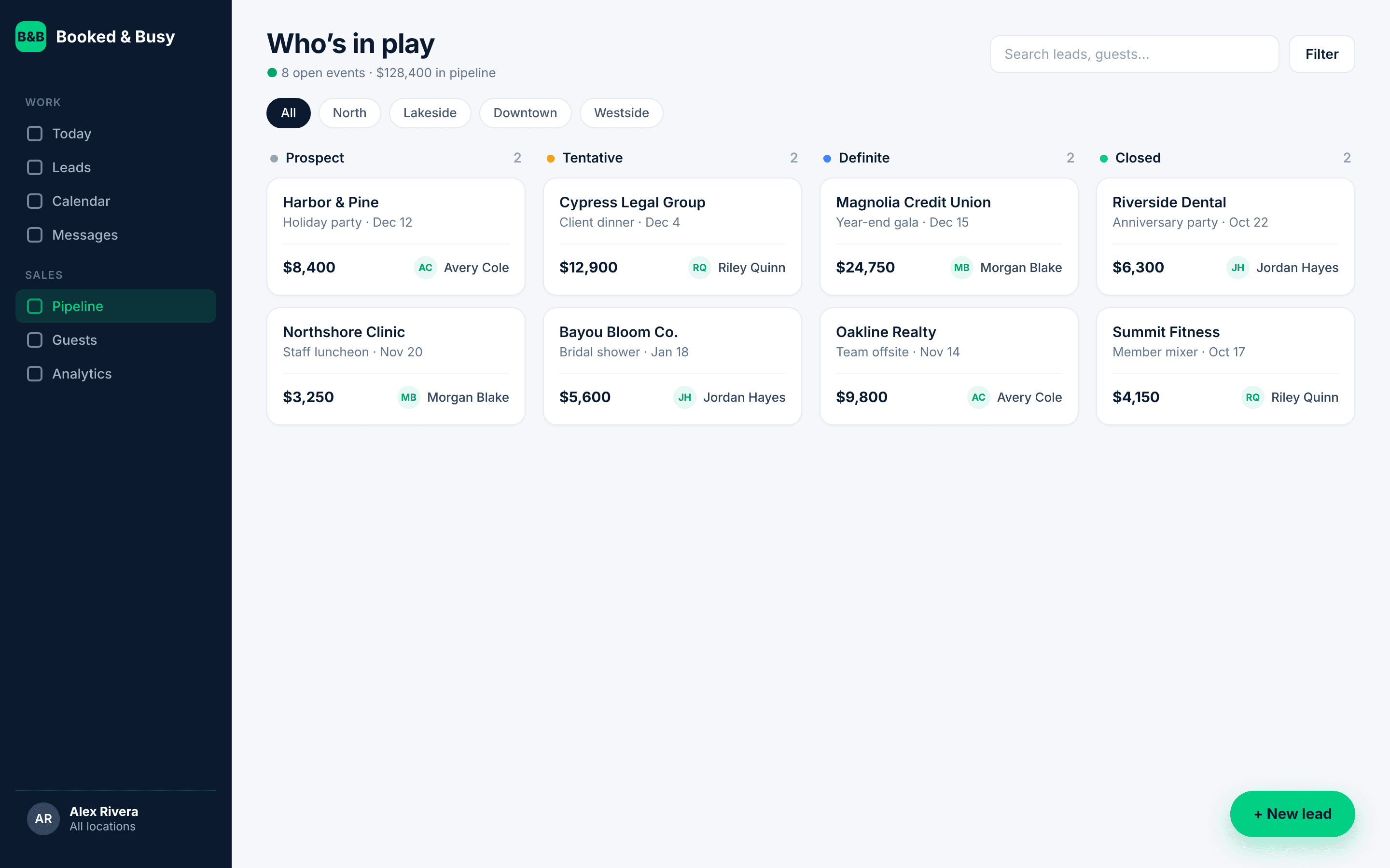 Event pipeline in Booked & Busy